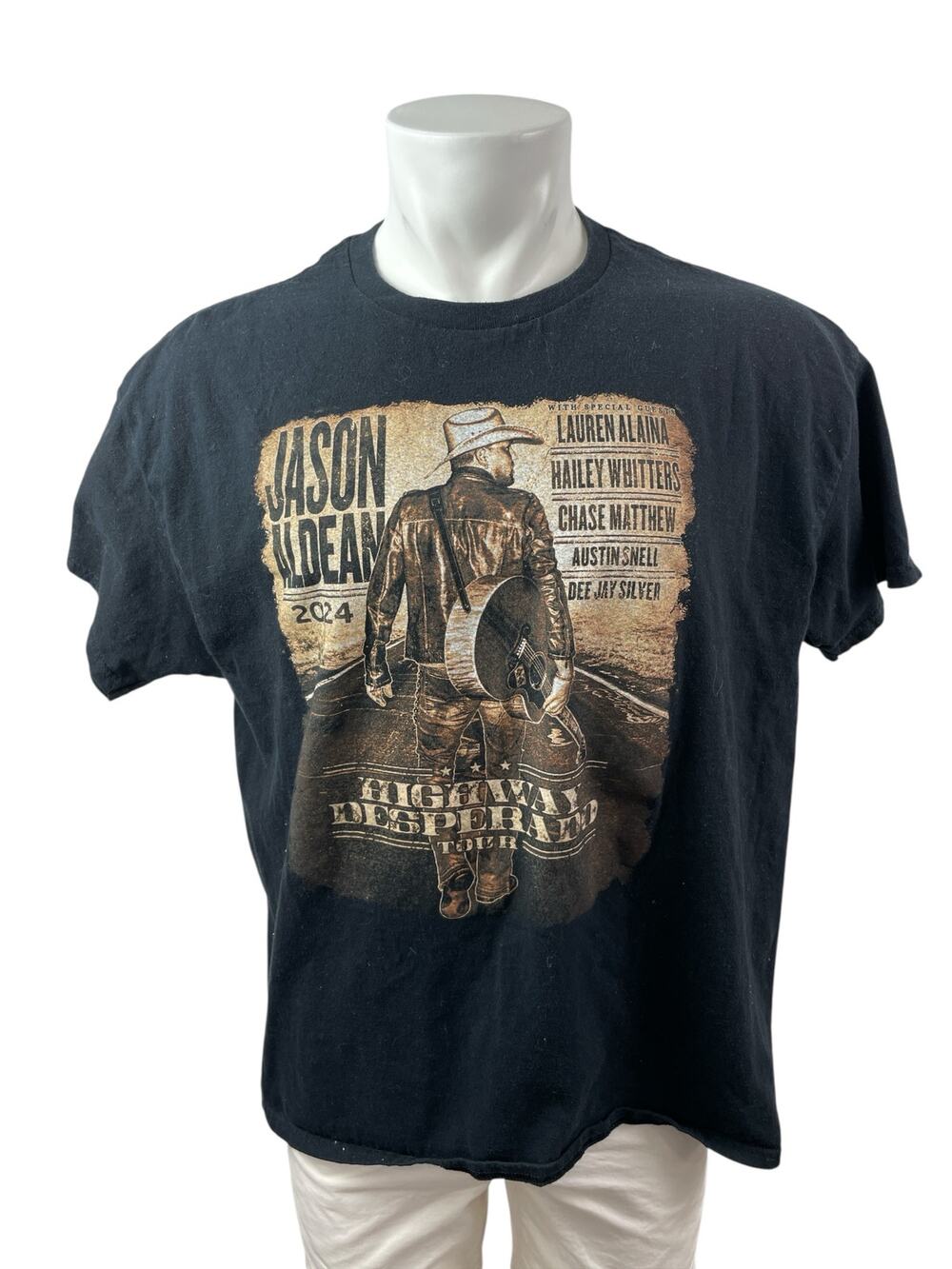 Mens Black Jason Aldean "Highway Desperado" Concert Tour T Shirt Tee Top Size XL